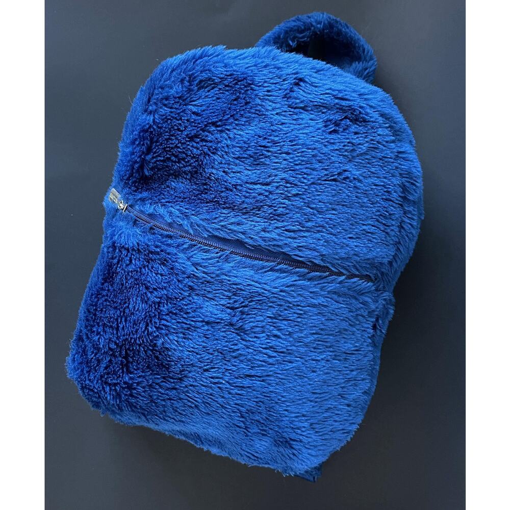 Vintage 90s United Colors of Benetton Blue Fuzzy Backpack - Rare